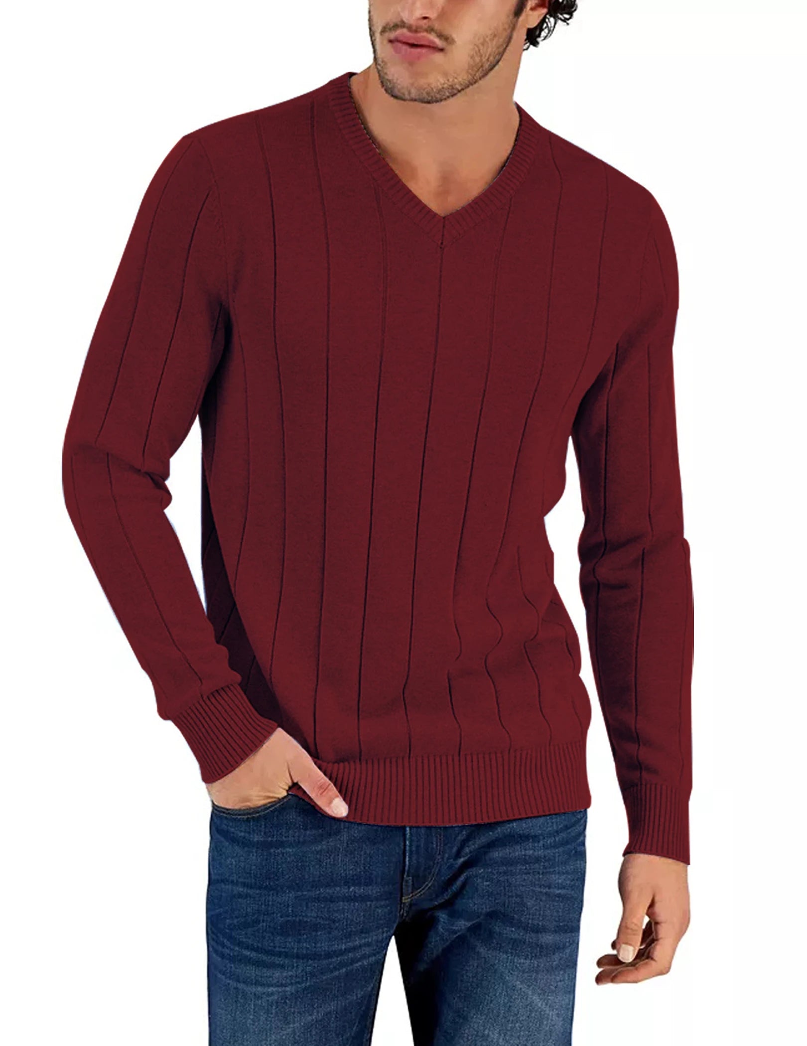 Striped V Neck Pullover
